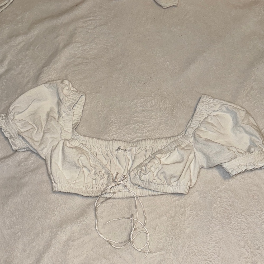 Elegant Cream Lace-Up Crop Top